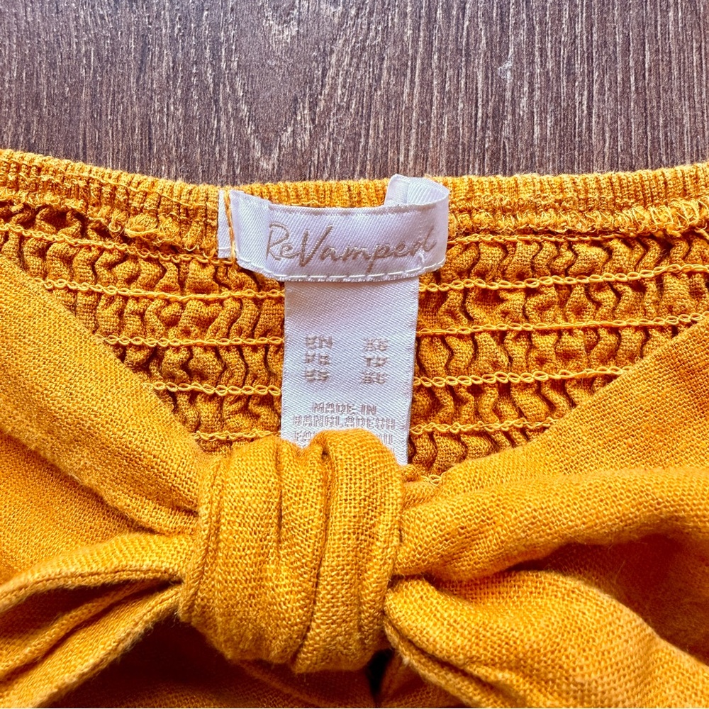 Mustard Yellow Bow-Tie Front Crop Top - Picture 6 of 8